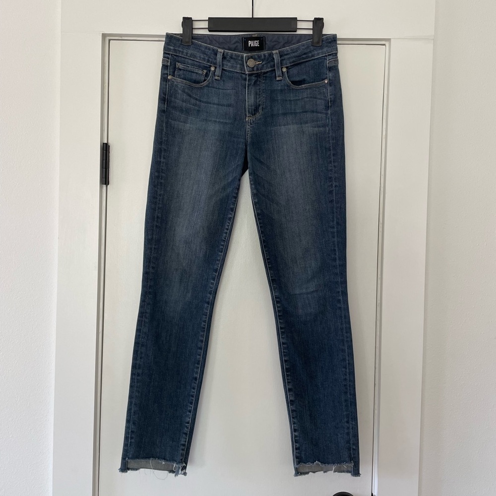 Paige cropped denim jeans, blue, Size 27 Excellent Condition - Picture 2 of 5